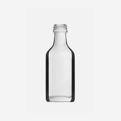 Likörflasche 20ml, Weißglas, viereckig, Mdg.: PP18
