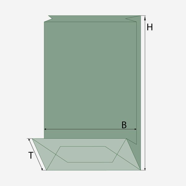 Blockbodenbeutel, blau, Fenster oval, mittel