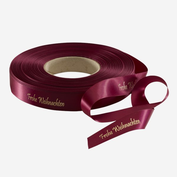 Satinband bordeaux rot,HP Gold "Frohe Weihnachten"